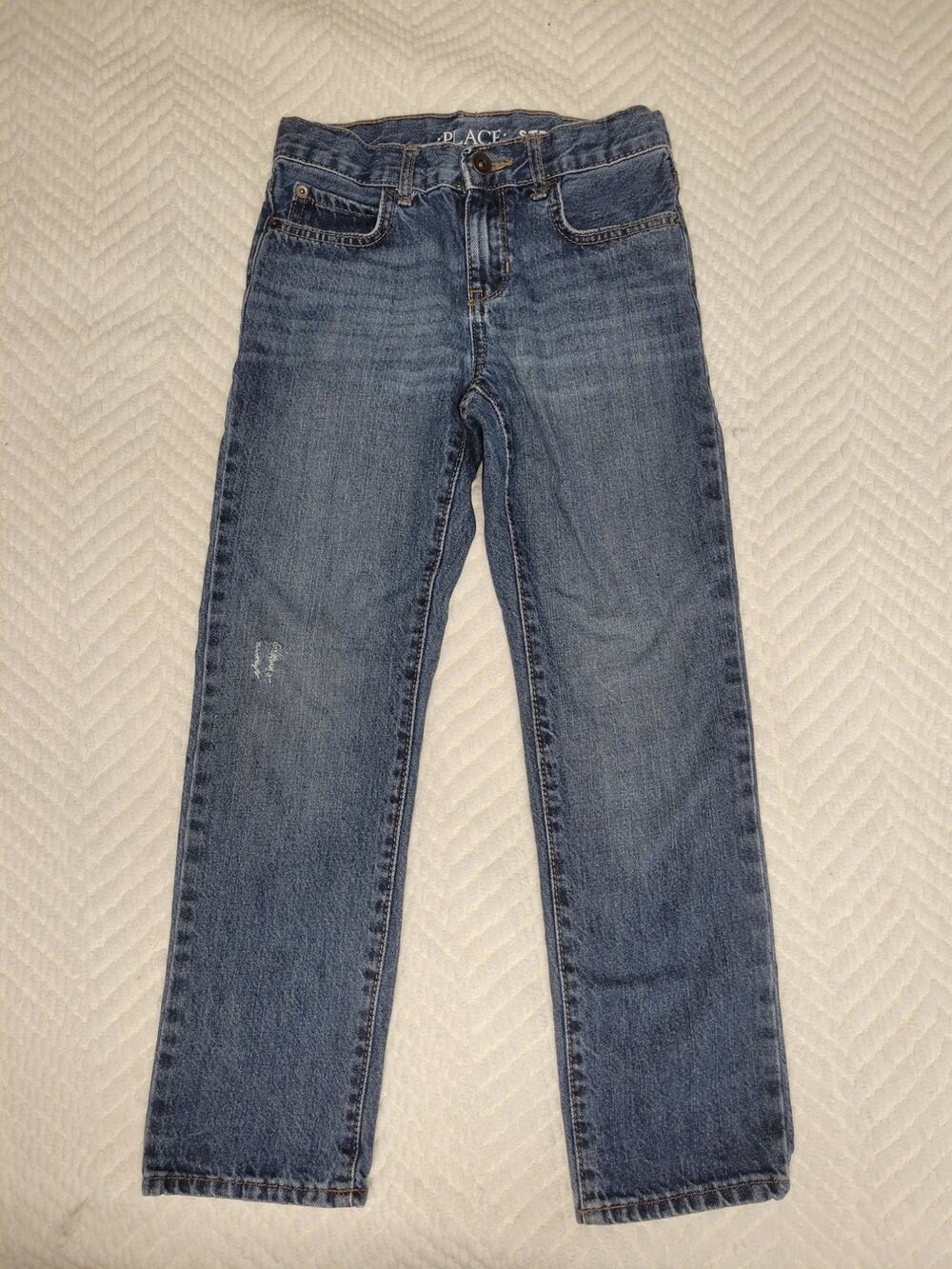 Children's Place Boys Distressed Straight Leg Denim Jeans Size 8